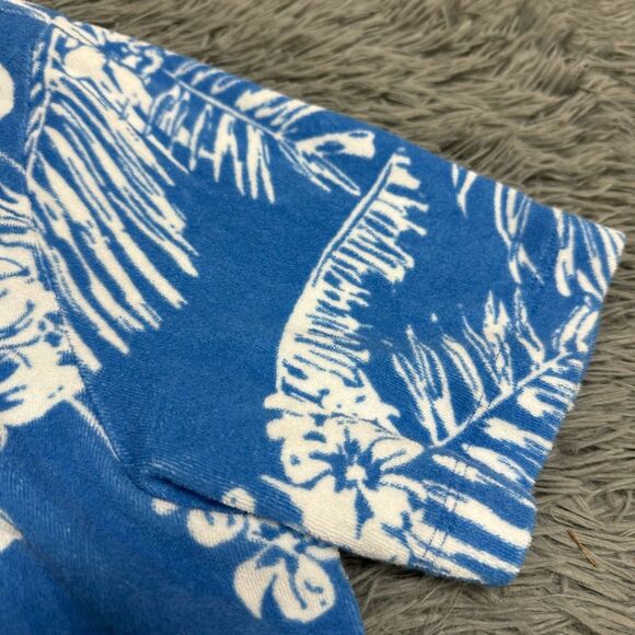 Vineyard Vines Terry Cloth Polo Collar Short Sleeve Hawaiian Shirt Size Medium - Picture 3 of 7